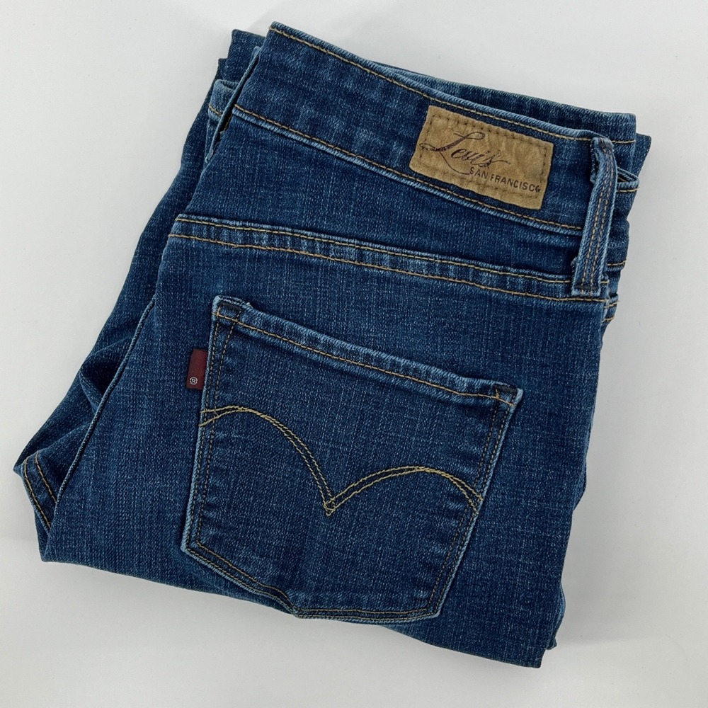 Levis Demi Curve Mid Rise Straight Leg Jeans Dark Wash 4/27 04170-0014